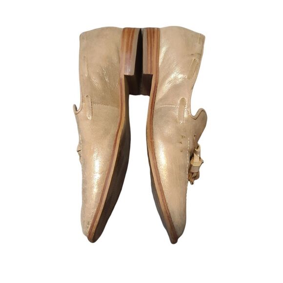 Talbots Metallic Gold Suede Leighton Tassled Loafer 8.5 - Picture 5 of 9